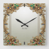 Elegant Gold Ornate Wall Clock Vierkante Klok (Voorkant)