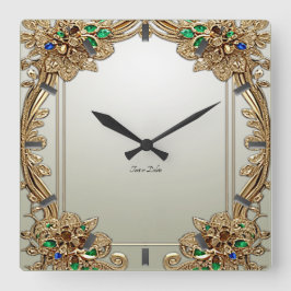 Elegant Gold Ornate Wall Clock Vierkante Klok