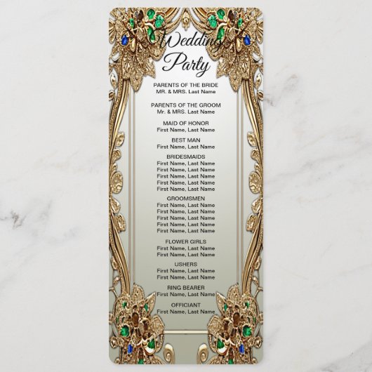 Elegant Gold Ornate Wedding Program Programmakaart (Achterkant)
