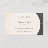 Elegant Gold Outline Roos Monogram crème donkergri Visitekaartje (Voorkant)