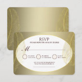 Elegant Gold Oval Feather RSVP Card Kaartje (Voorkant / Achterkant)