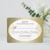 Elegant Gold Oval Feather RSVP Card Kaartje (Staand voorkant)