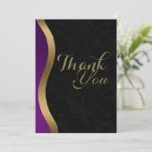 Elegant Gold Paars Black Funeral Bedankkaart (Staand voorkant)