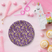 Elegant Gold Paars Floral Papieren Bordje (Feest)