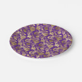 Elegant Gold Paars Floral Papieren Bordje (Gekanteld)