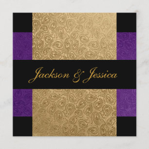 Elegant Gold Paars Paisley Engagement Party Kaart
