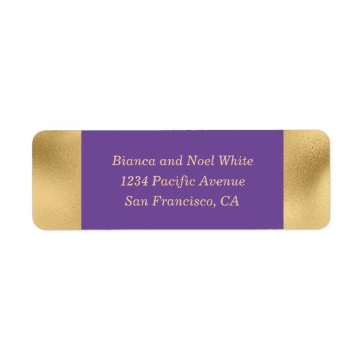 Elegant Gold Paars Return Address Labels (Voorkant)