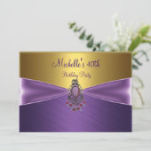 Elegant Gold Paarse Bead Jewel 40e verjaardag Kaart (Staand voorkant)