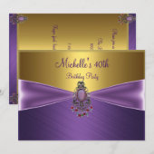 Elegant Gold Paarse Bead Jewel 40e verjaardag Kaart (Voorkant / Achterkant)