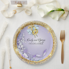 Elegant Gold Paarse bruiloft Papieren Bordje