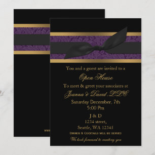 Elegant Gold paarse Corporate Party Invitation Kaart