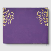 Elegant Gold & Paarse Damask Bruiloft Gastenboek (Achterkant)