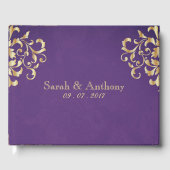 Elegant Gold & Paarse Damask Bruiloft Gastenboek (Voorkant)