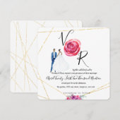 Elegant Gold Paarse Floral Wedding Invitation Kaart (Voorkant / Achterkant)