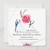 Elegant Gold Paarse Floral Wedding Invitation Kaart (Voorkant)