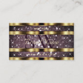 Elegant Gold Paarse Glitter Sparkle Stars Monogram Visitekaartje (Voorkant)