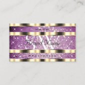 Elegant Gold Paarse Glitter Sparkle Stars Monogram Visitekaartje (Voorkant)