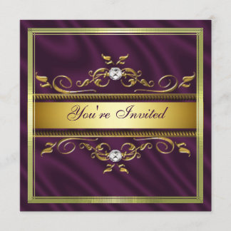 Elegant Gold Paarse Silk/Satin Party nodigde de Kaart