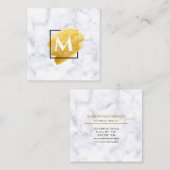 Elegant Gold Paint Swash Marble Monogram Vierkante Visitekaartje (Voorkant / Achterkant)