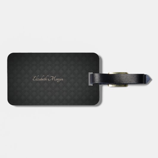 Elegant Gold Paisley Elephant, Damask-Personalized Bagagelabel (Achterkant horizontaal)