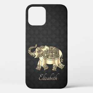 Elegant Gold Paisley Elephant, Damask-Personalized Case-Mate iPhone Case
