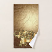 Elegant Gold Paisley Elephant Faux Leather Handdoek (Handdoek)