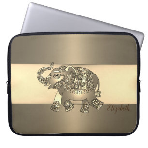 Elegant Gold Paisley Elephant - Gepersonaliseerd Laptop Sleeve
