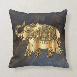 Elegant Gold Paisley Elephant, leder Kijk uit Kussen
