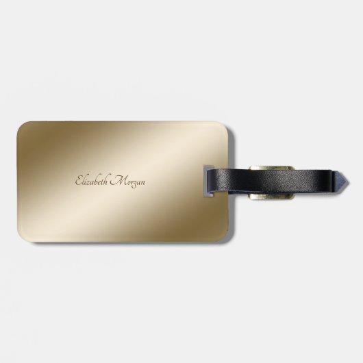 Elegant Gold Paisley Elephant-Personalized Bagagelabel (Achterkant horizontaal)