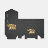 Elegant Gold Paisley Floral Elephant, Black Damask Bedankdoosjes (Uitgevouwen)