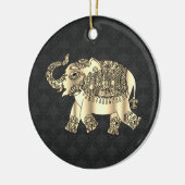Elegant Gold Paisley Floral Elephant, Black Damask Keramisch Ornament (Links)