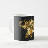 Elegant Gold Paisley Floral Elephant, Black Damask Koffiemok (Voorkant links)
