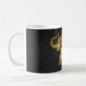 Elegant Gold Paisley Floral Elephant, Black Damask Koffiemok (Links)