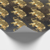 Elegant Gold Paisley Floral Elephant, leder Kijk u Cadeaupapier (Hoek)