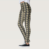 Elegant Gold Paisley Floral Elephants, Black Damas Leggings (Links)