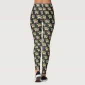 Elegant Gold Paisley Floral Elephants, Black Damas Leggings (Achterkant)