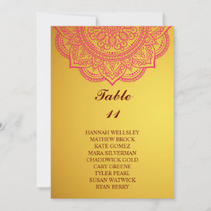 Elegant Gold Paisley Wedding Seding Chart Invitat Kaart