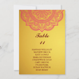 Elegant Gold Paisley Wedding Seding Chart Invitat Kaart