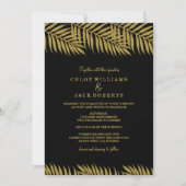 Elegant Gold Palm Tree Tropical Weduwen Invitation Kaart (Voorkant)
