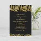 Elegant Gold Palm Tree Tropical Weduwen Invitation Kaart (Staand voorkant)