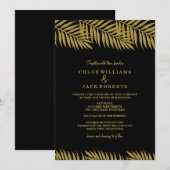 Elegant Gold Palm Tree Tropical Weduwen Invitation Kaart (Voorkant / Achterkant)
