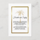 Elegant Gold Palm Tree Wedding Health and Safety Informatiekaartje (Voorkant)