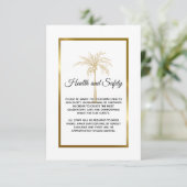 Elegant Gold Palm Tree Wedding Health and Safety Informatiekaartje (Staand voorkant)