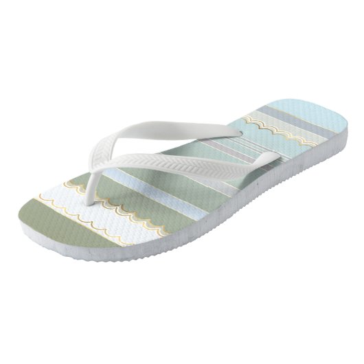 Elegant Gold Pastel Striped Beach Teenslippers (Schuin)