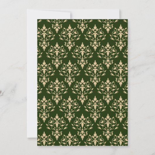 Elegant Gold Pattern in Emerald BG Wedding Kaart (Achterkant)