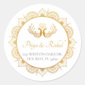 Elegant Gold Pattern Indian Wedding Address Label
