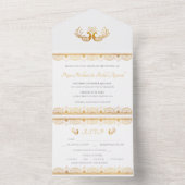 Elegant Gold Pattern Indian Wedding All In One Uitnodiging (Binnen)