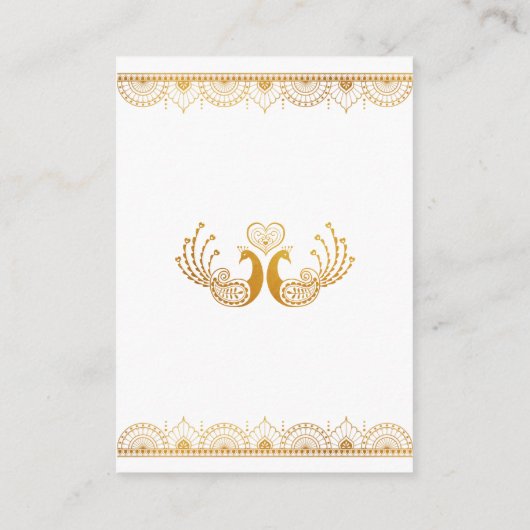 Elegant Gold Pattern Indian Wedding Details Informatiekaartje (Achterkant)