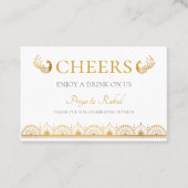 Elegant Gold Pattern Indian Wedding Drink Ticket (Voorkant)