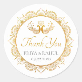 Elegant Gold Pattern Indian Wedding Favor Label